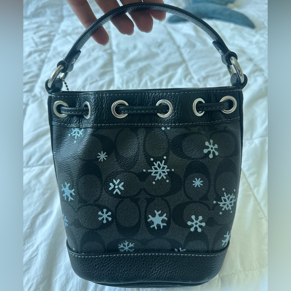 Coach Black and Light Blue Patterned Bucket Bag - Picture 2 of 8